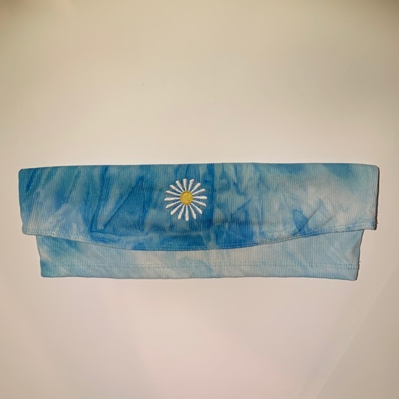 Cute blue tie-dye sunflower tube top - Picture 1 of 3